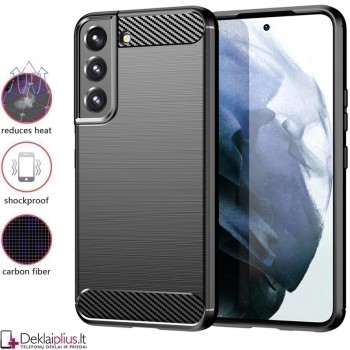 Carbon guminis dėklas - juodas (telefonui Samsung S22 Plus)